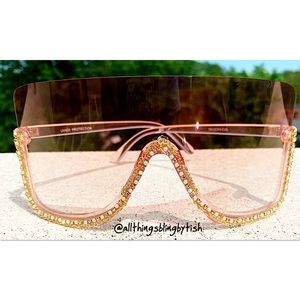 Half Frame Bling Shield Sunglasses